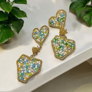 Oversized Bold Earrings Dangle Multicolor Pageant